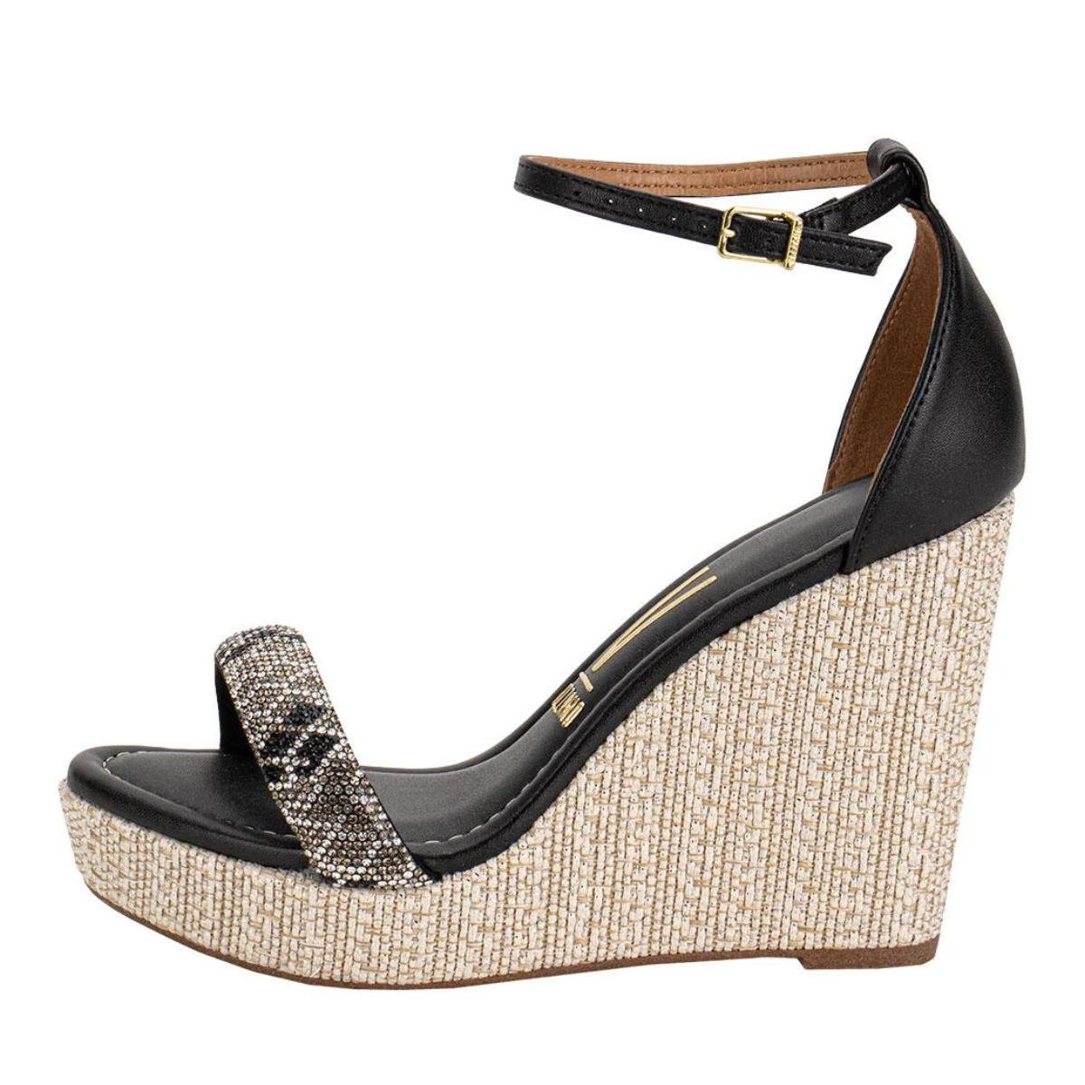 Sandália Anabela Strass Casual Feminino Vizzano 62832115 Preto Preto 3