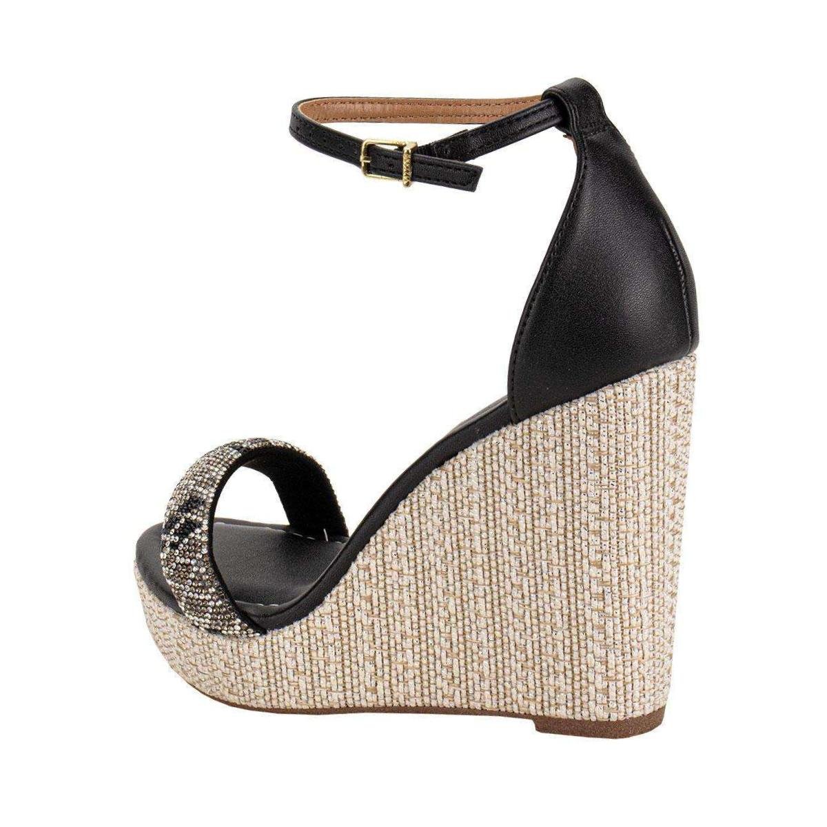 Sandália Anabela Strass Casual Feminino Vizzano 62832115 Preto Preto 5