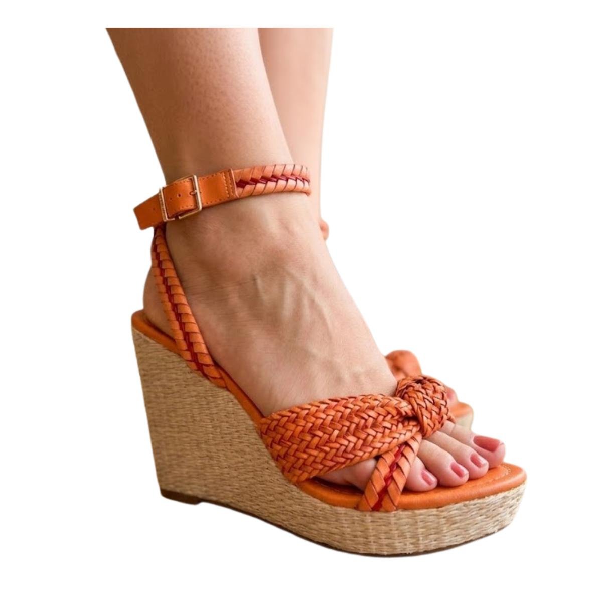 Sandália Anabela Casual Feminino Vizzano 6283.2107 Laranja Laranja 5