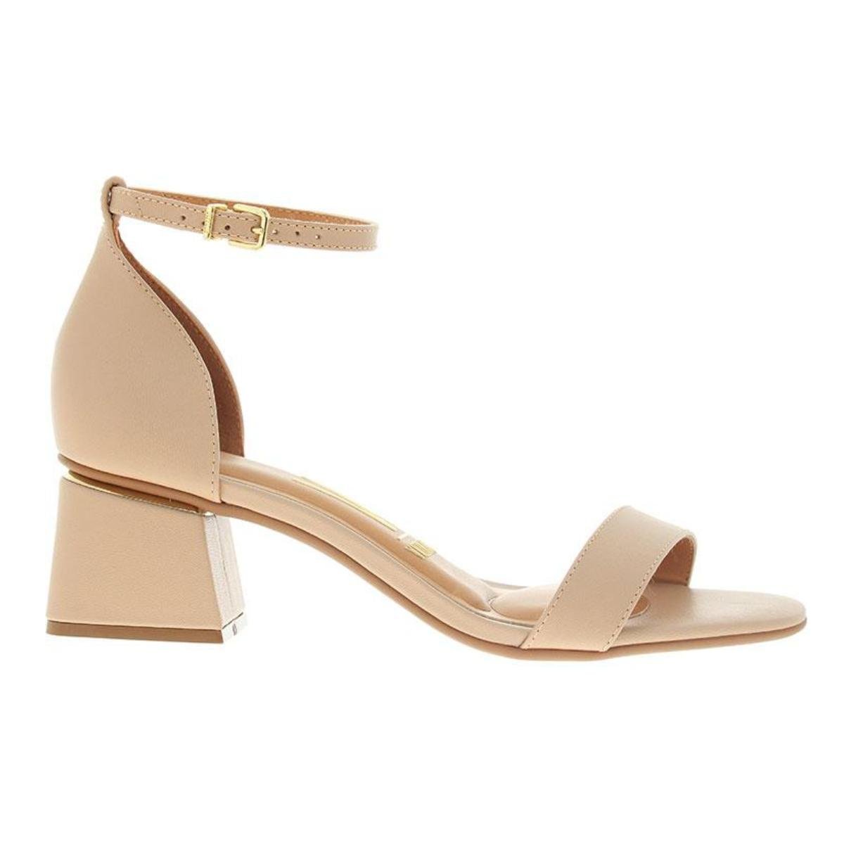 Sandália Salto Bloco Casual Feminino Vizzano 6428.104 Bege Bege 2