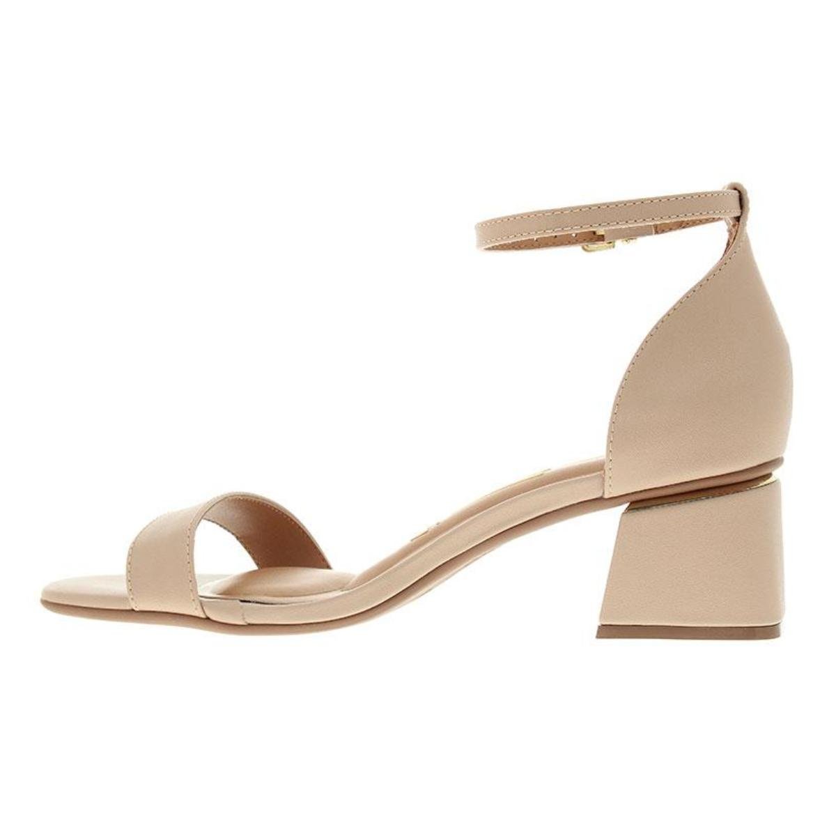 Sandália Salto Bloco Casual Feminino Vizzano 6428.104 Bege Bege 3