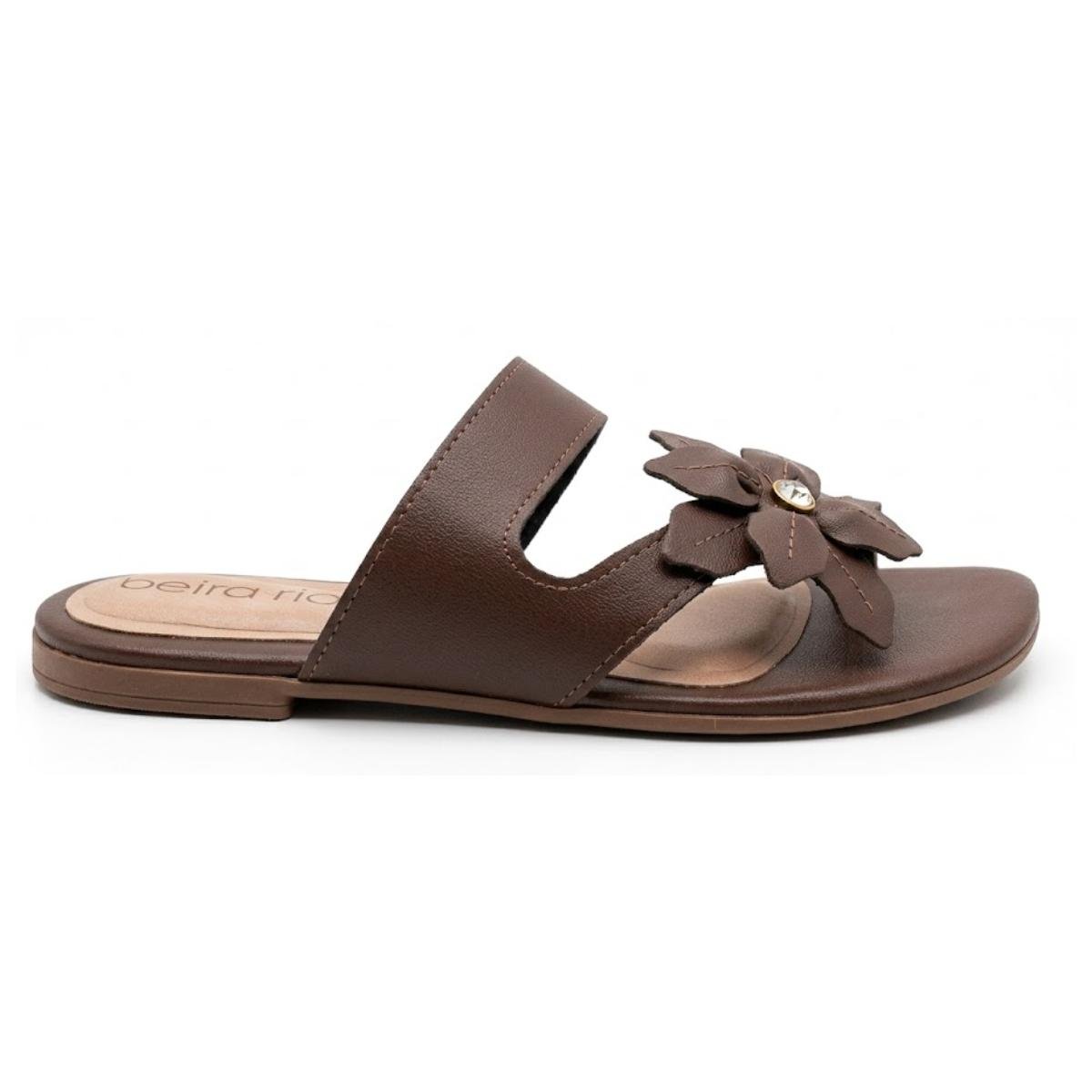 Sandália Rasteirinha Casual Feminino Beira Rio 8560.105 Marrom Marrom 2
