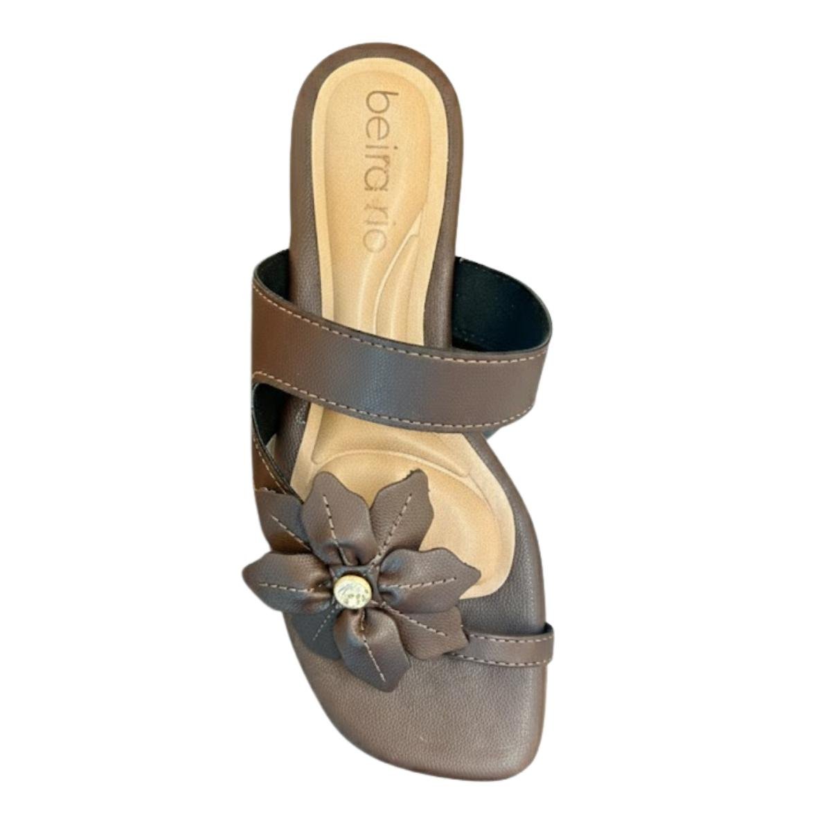 Sandália Rasteirinha Casual Feminino Beira Rio 8560.105 Marrom Marrom 4