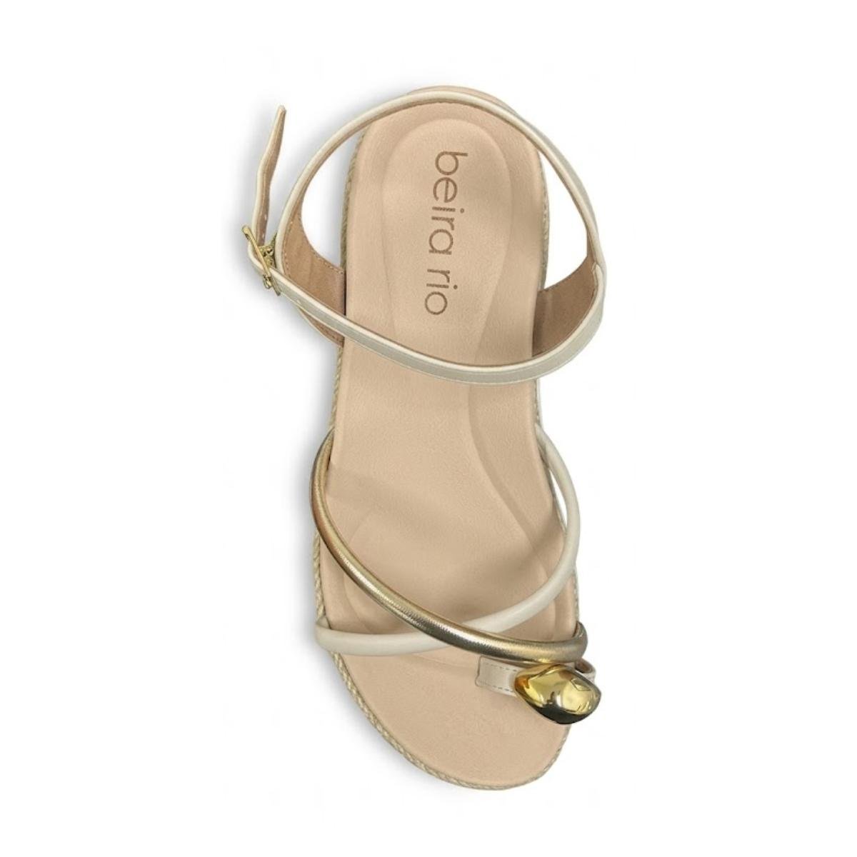 Sandália Tamanco Casual Feminino Flatform Beira Rio 8575.103 Branco Off Dourado Branco 2