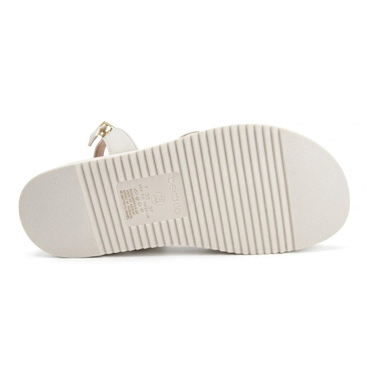 Sandália Tamanco Casual Feminino Flatform Beira Rio 8575.103 Branco Off Dourado Branco 4