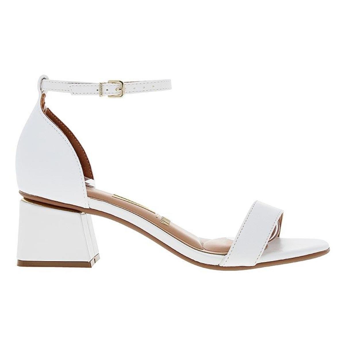 Sandália Salto Bloco Casual Feminino Vizzano 6428.104 Branco Branco 2