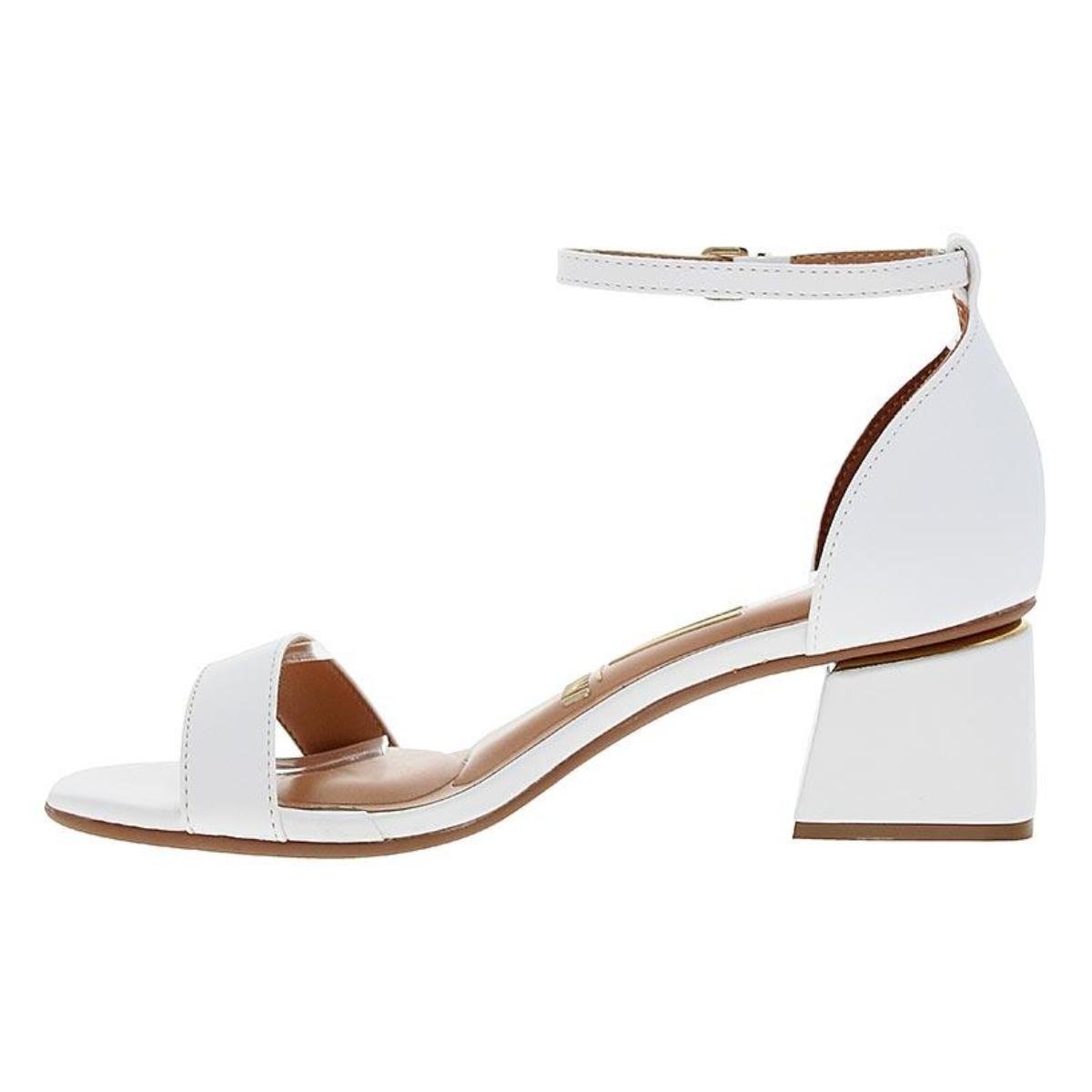 Sandália Salto Bloco Casual Feminino Vizzano 6428.104 Branco Branco 3