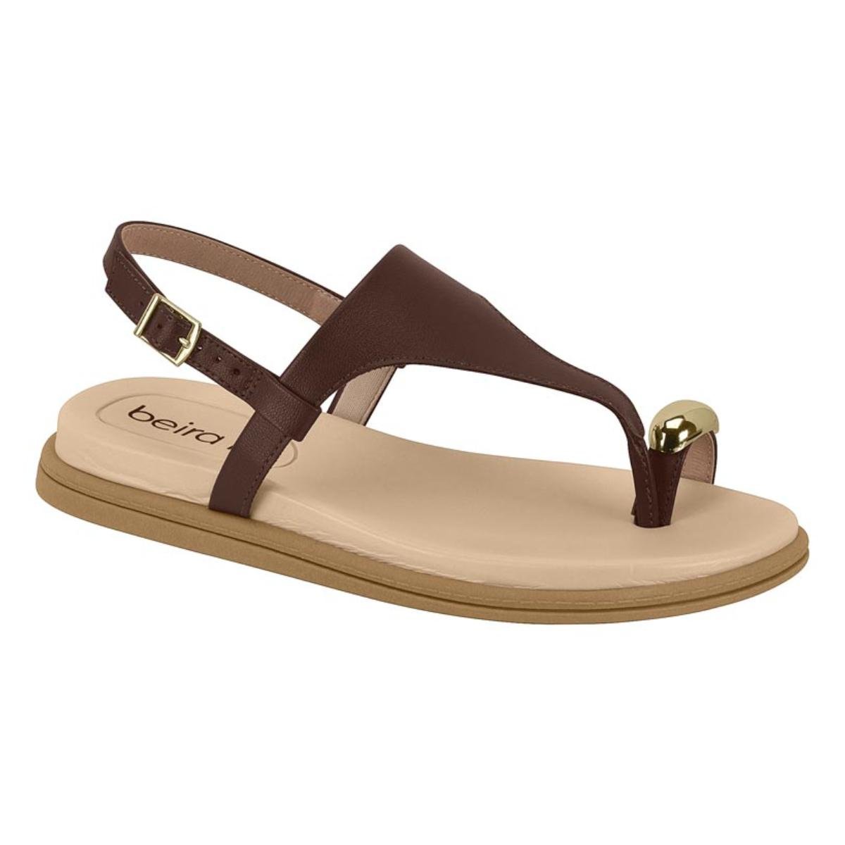Sandália Rasteirinha Flatform Casual Feminino Beira Rio 8513.113 Marrom