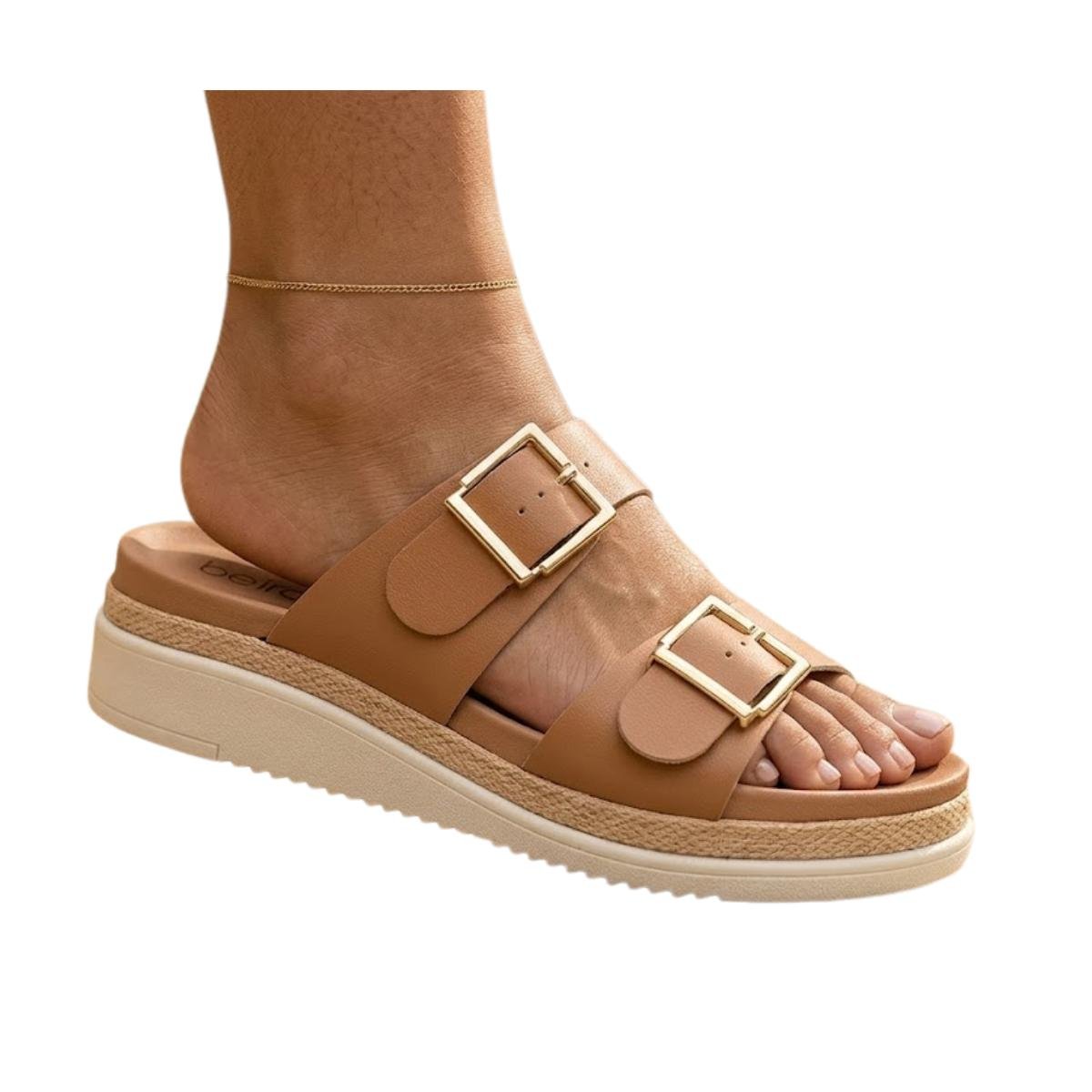 Sandália Papete Flatform Casual Feminino Beira Rio 8575.101 Marrom Marrom 5