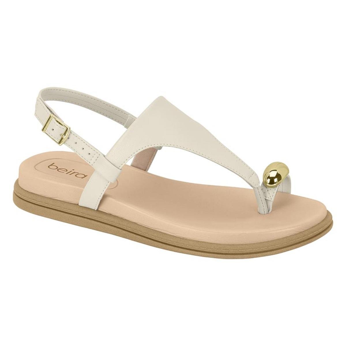 Sandália Rasteirinha Flatform Casual Feminino Beira Rio 8513.113 Branco Off