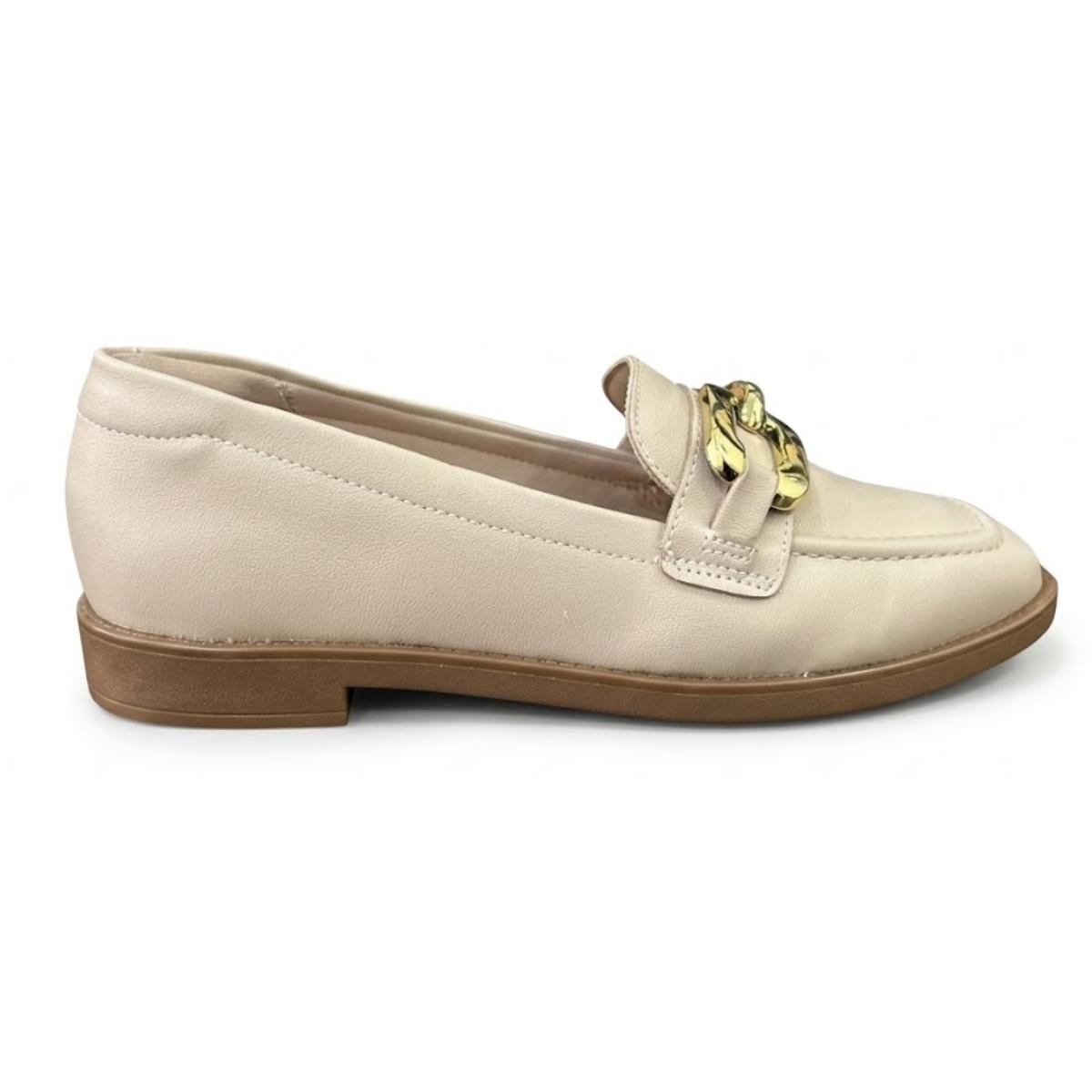 Sapato Mocassim Comfort Casual Feminino Beira Rio 4264.209 Creme Bege 2