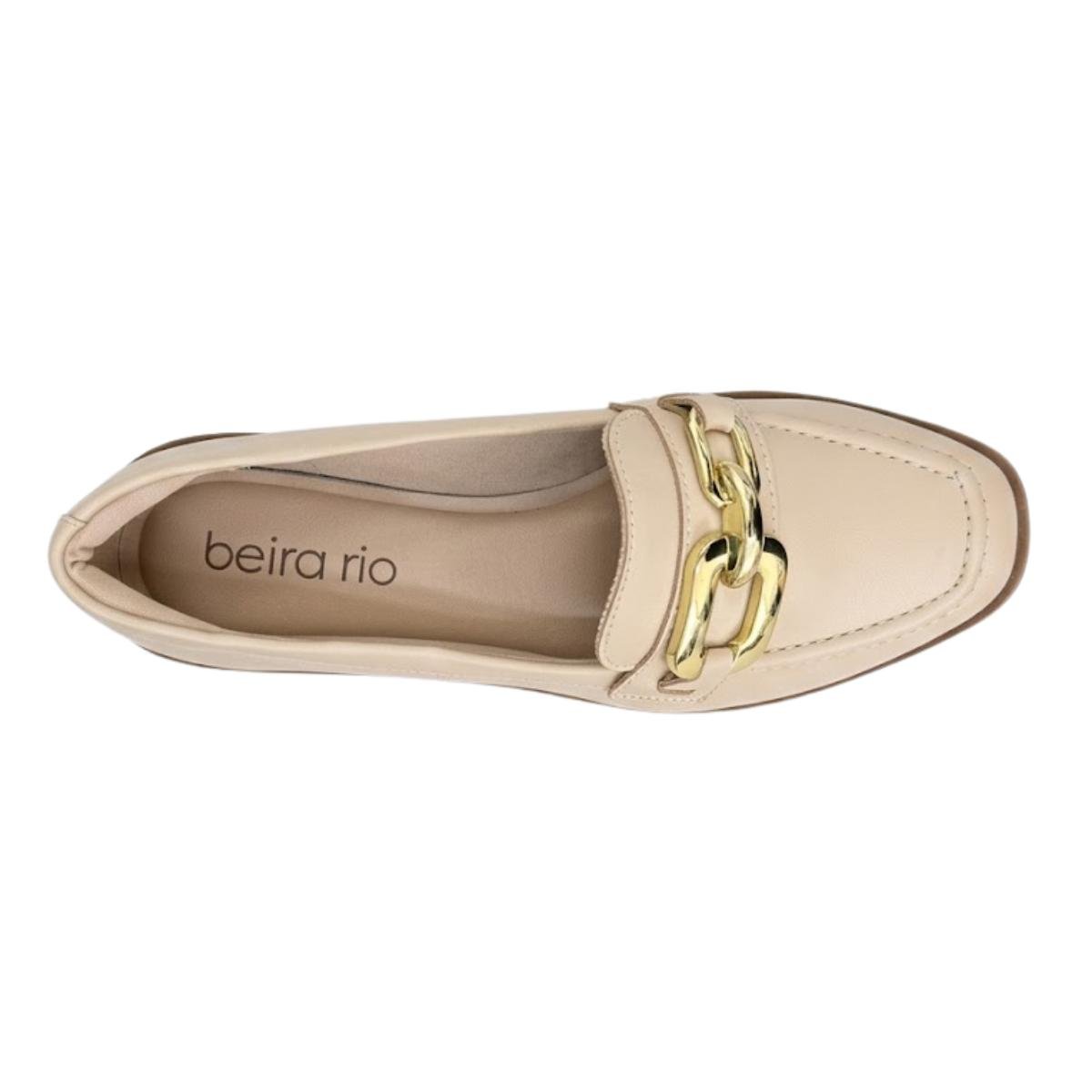 Sapato Mocassim Comfort Casual Feminino Beira Rio 4264.209 Creme Bege 4
