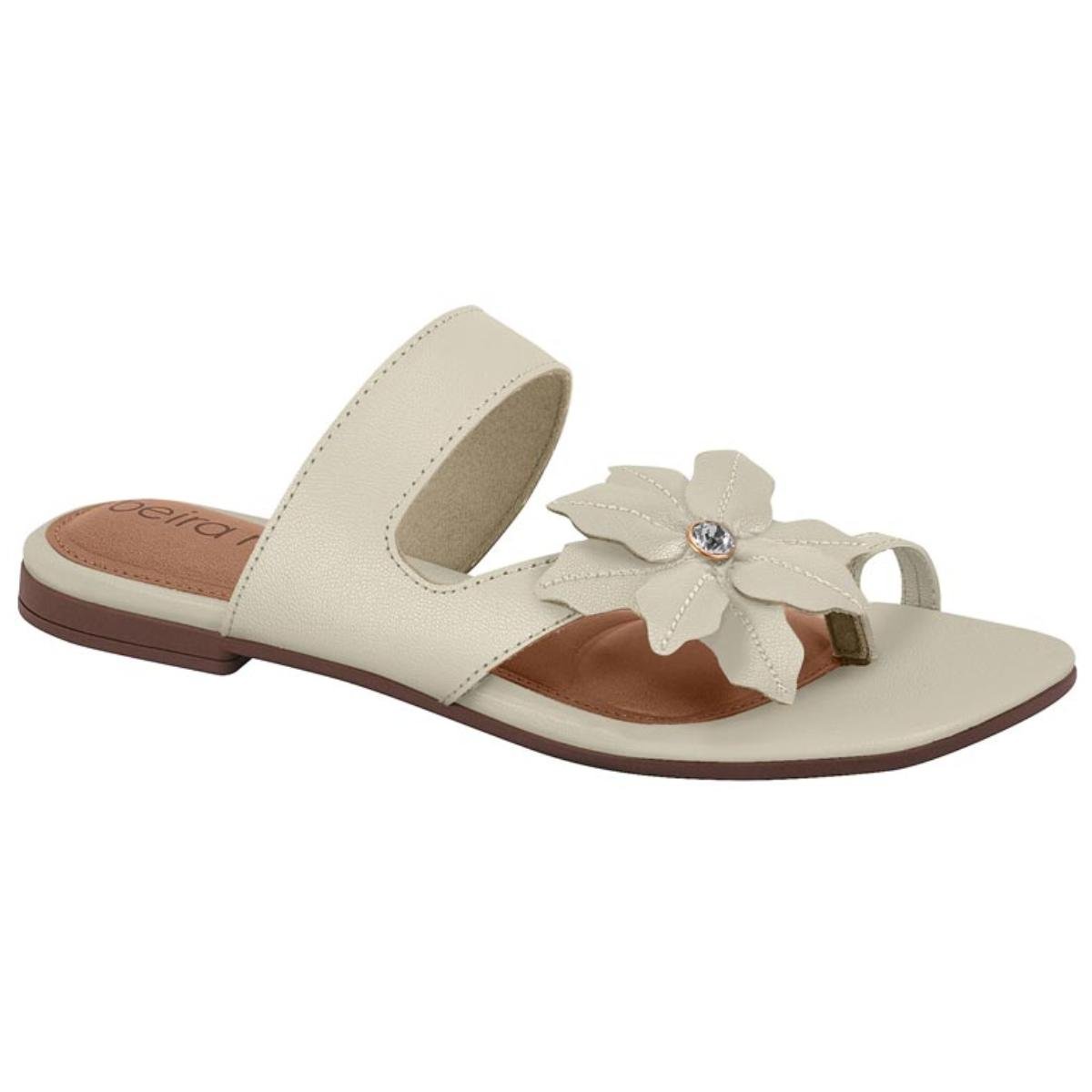 Sandália Rasteirinha Casual Feminino Beira Rio 8560.105 Branco Off