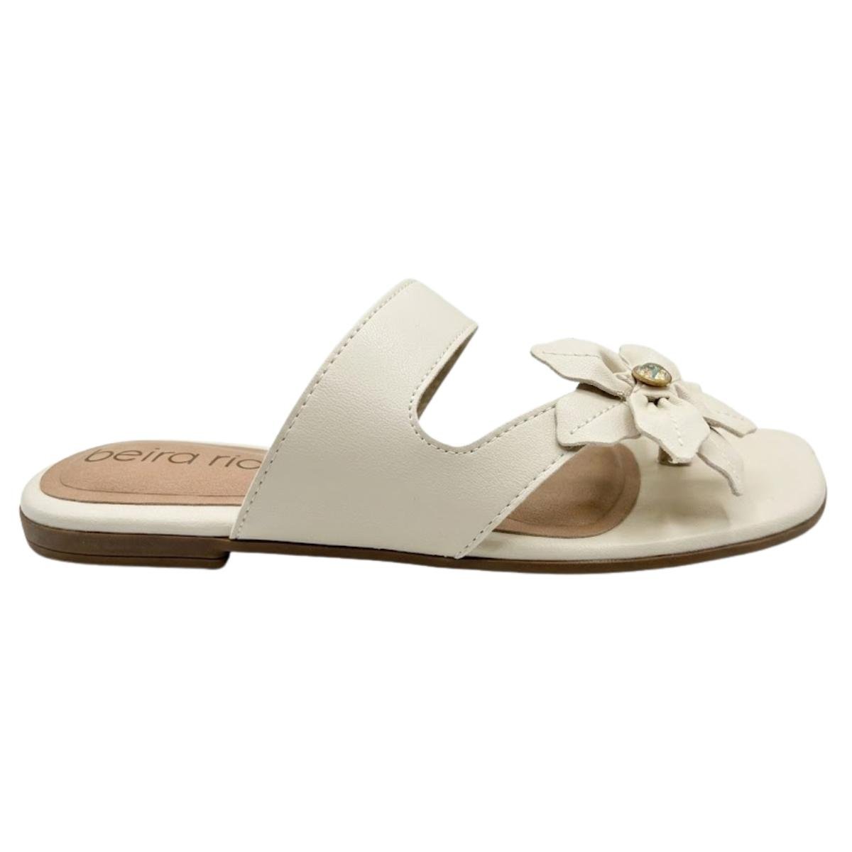 Sandália Rasteirinha Casual Feminino Beira Rio 8560.105 Branco Off Branco 2