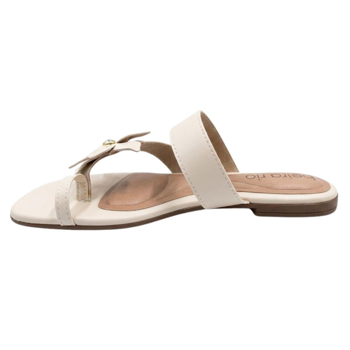 Sandália Rasteirinha Casual Feminino Beira Rio 8560.105 Branco Off Branco 3