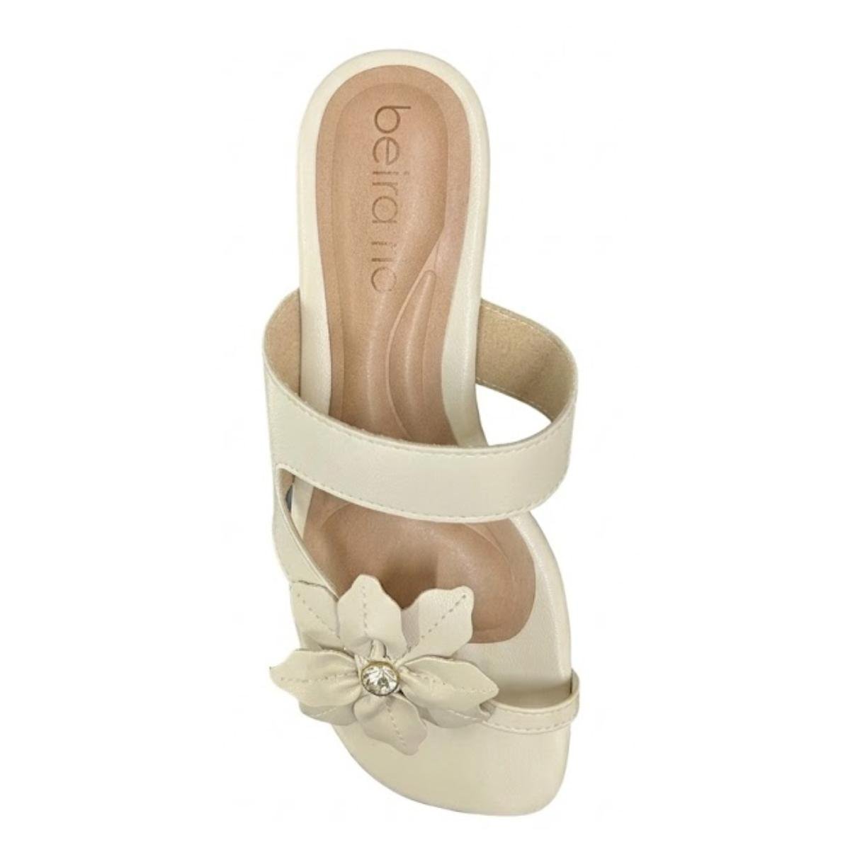 Sandália Rasteirinha Casual Feminino Beira Rio 8560.105 Branco Off Branco 4