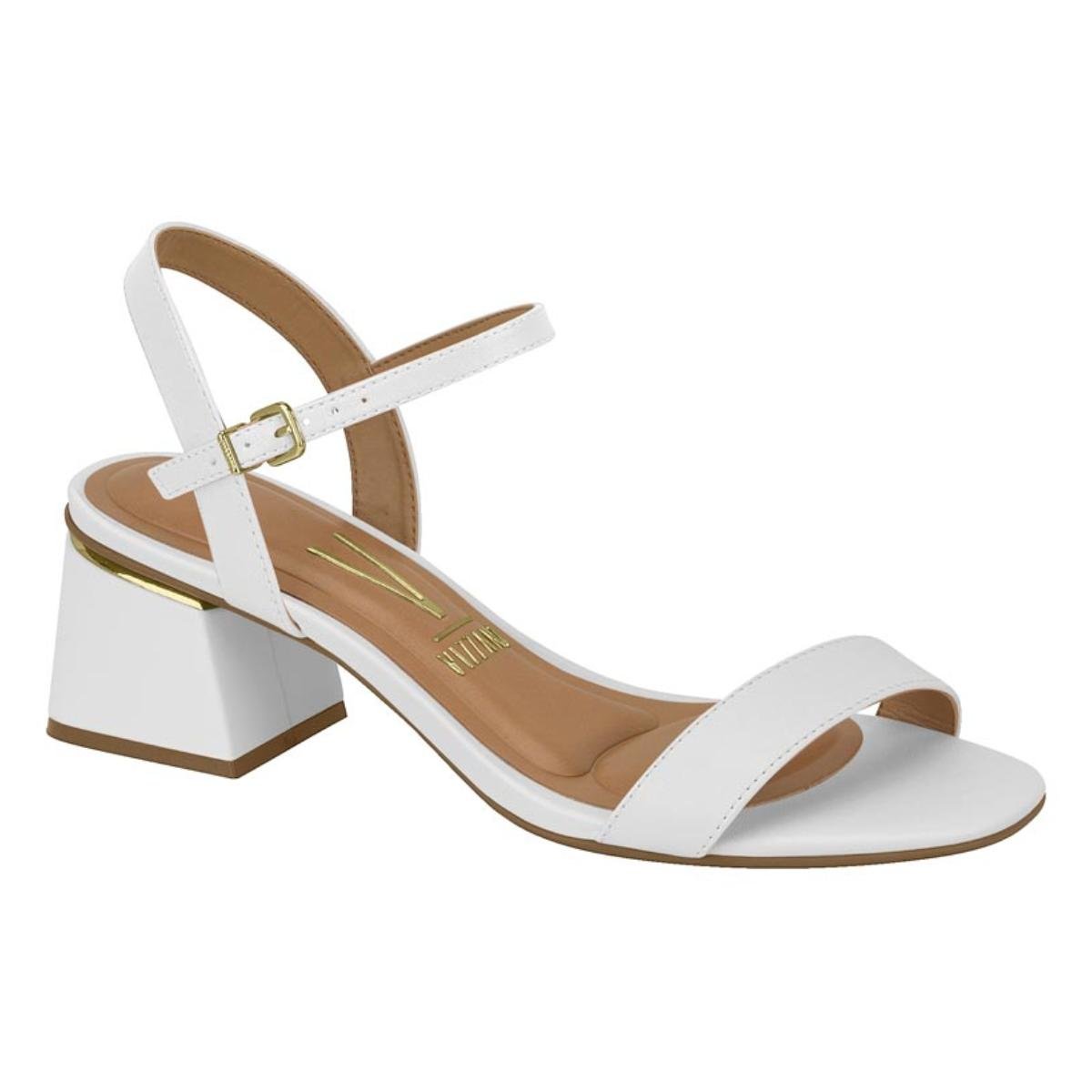 Sandália Salto Bloco Casual Feminino Vizzano 6428.101 Branco