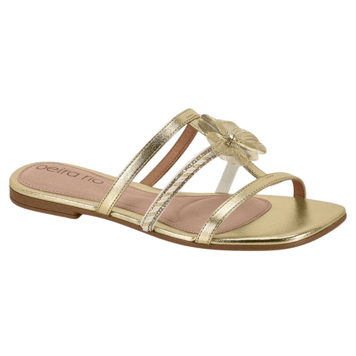 Sandália Rasteirinha Casual Feminino Beira Rio 8560.211 Dourado