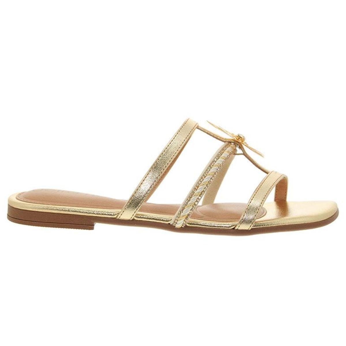 Sandália Rasteirinha Casual Feminino Beira Rio 8560.211 Dourado Dourado 2