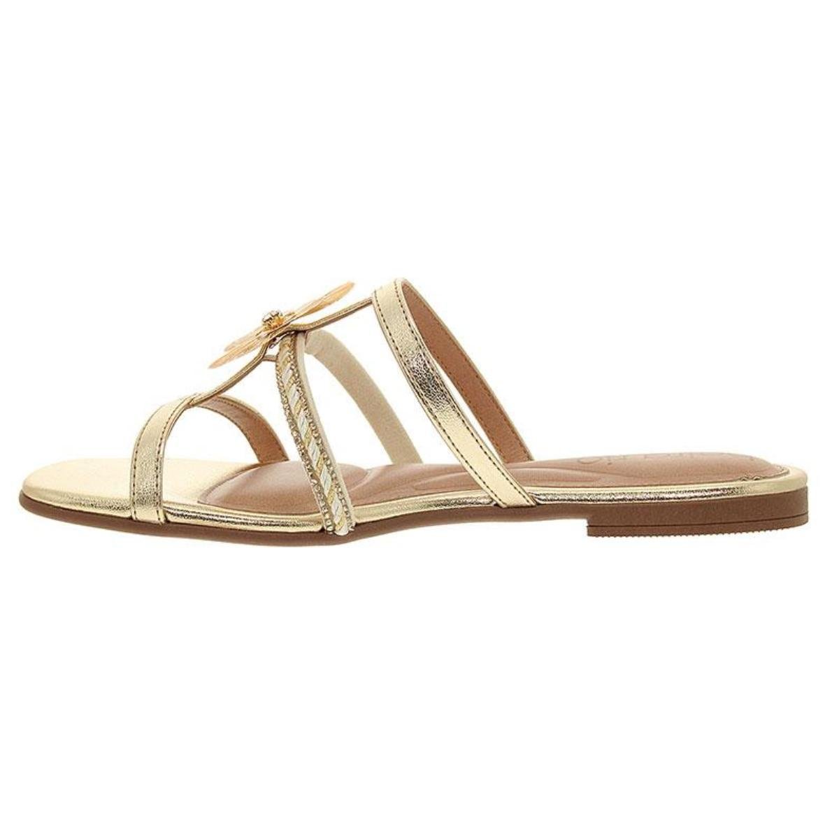 Sandália Rasteirinha Casual Feminino Beira Rio 8560.211 Dourado Dourado 3