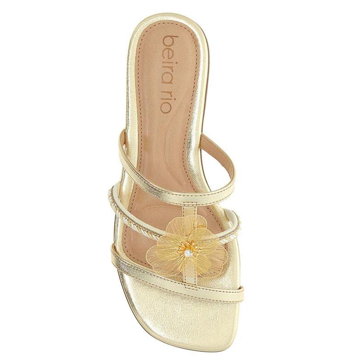 Sandália Rasteirinha Casual Feminino Beira Rio 8560.211 Dourado Dourado 4