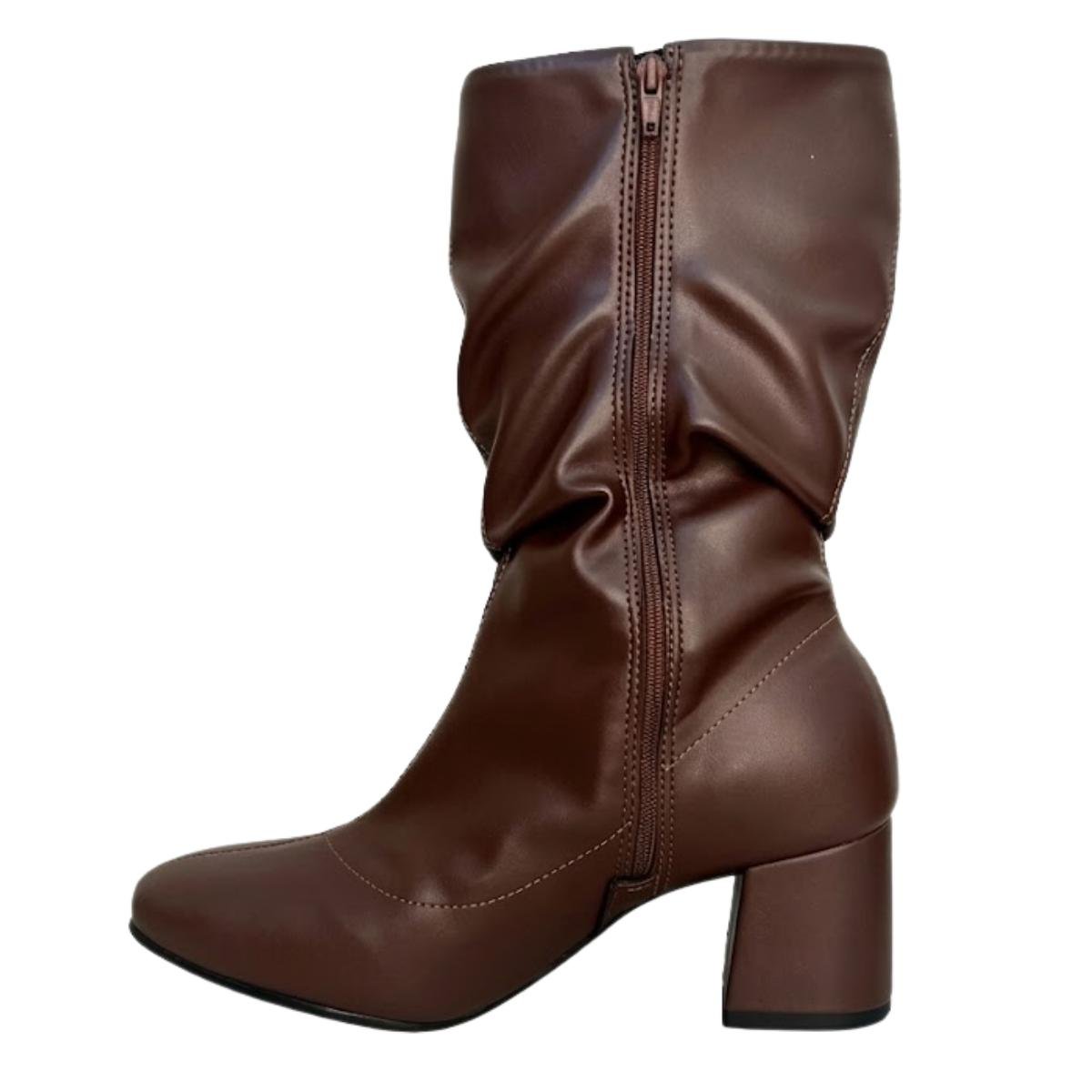 Bota Slouchy Casual Feminina Beira Rio 9076.112 Cano Médio Marrom Marrom 3
