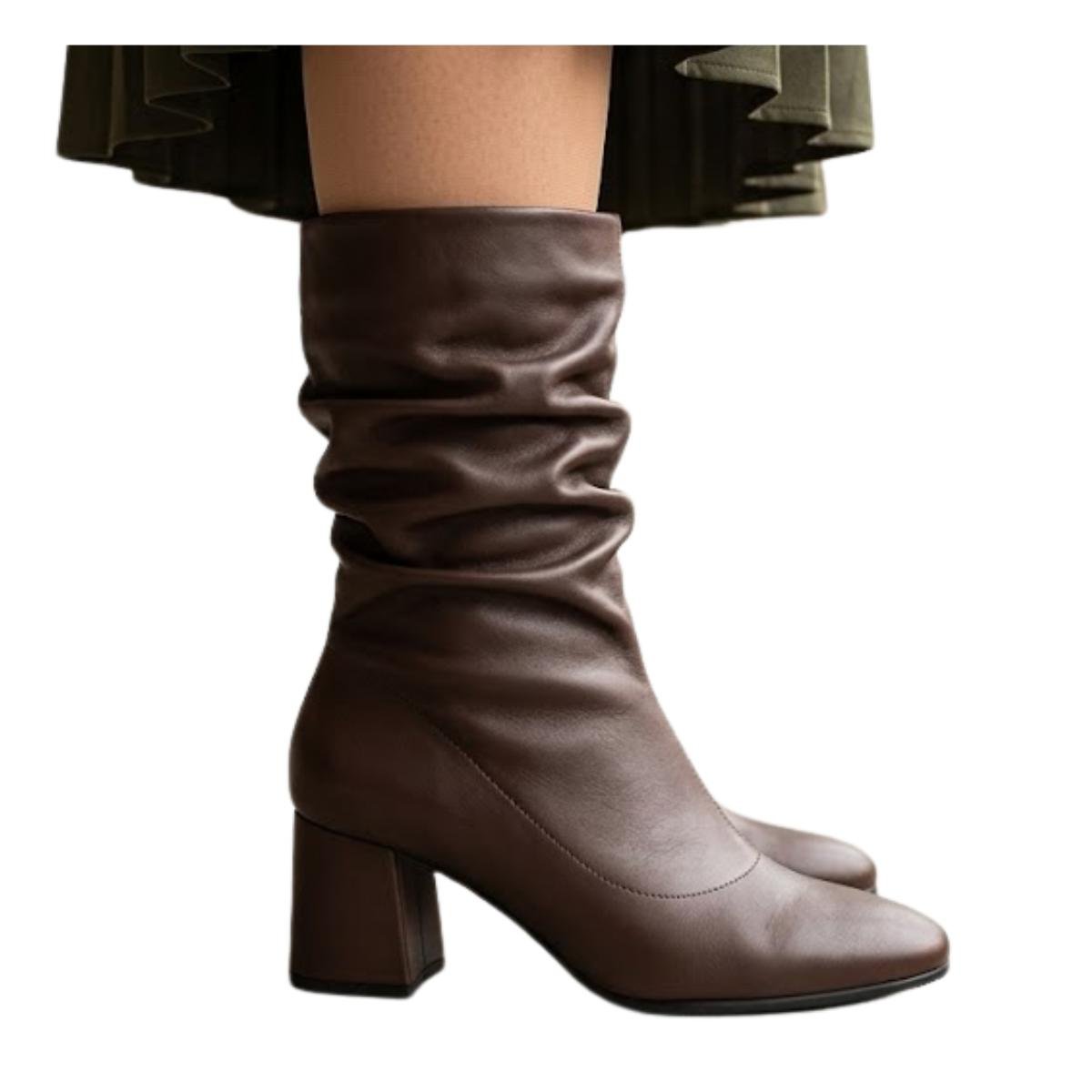 Bota Slouchy Casual Feminina Beira Rio 9076.112 Cano Médio Marrom Marrom 6