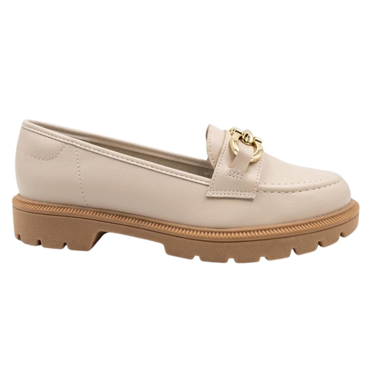 Sapato Mocassim Comfort Casual Feminino Beira Rio 4283.133 Creme Bege 2
