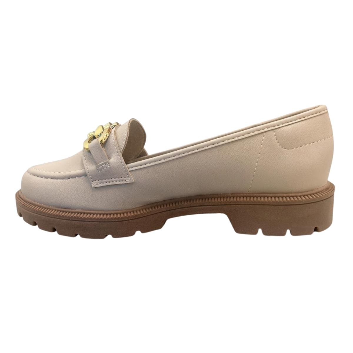 Sapato Mocassim Comfort Casual Feminino Beira Rio 4283.133 Creme Bege 3