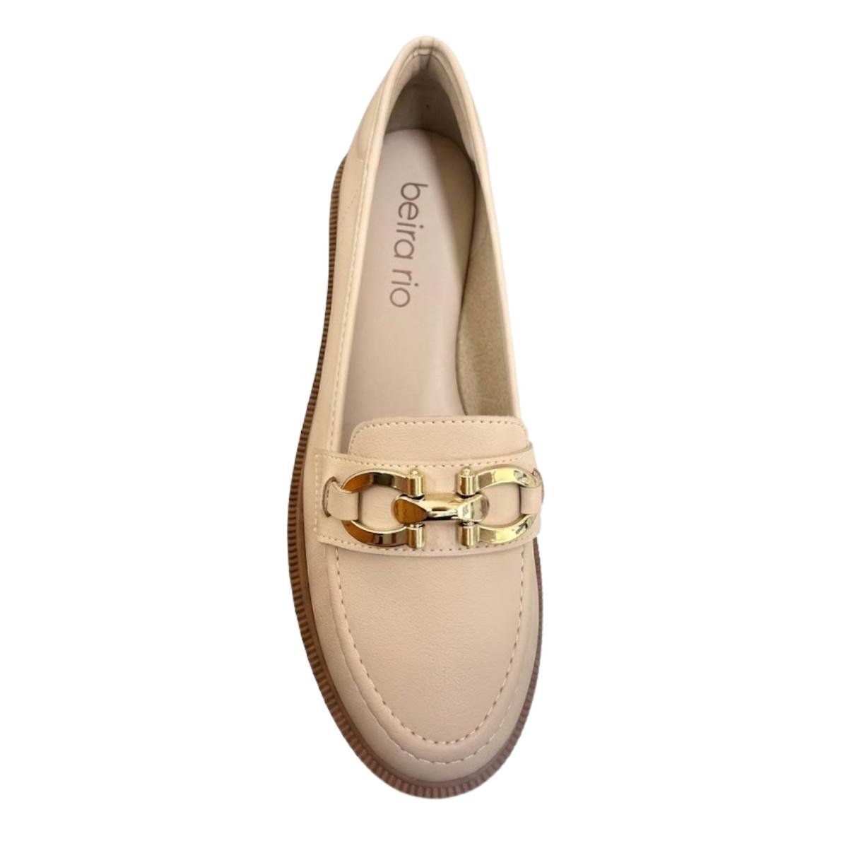 Sapato Mocassim Comfort Casual Feminino Beira Rio 4283.133 Creme Bege 4