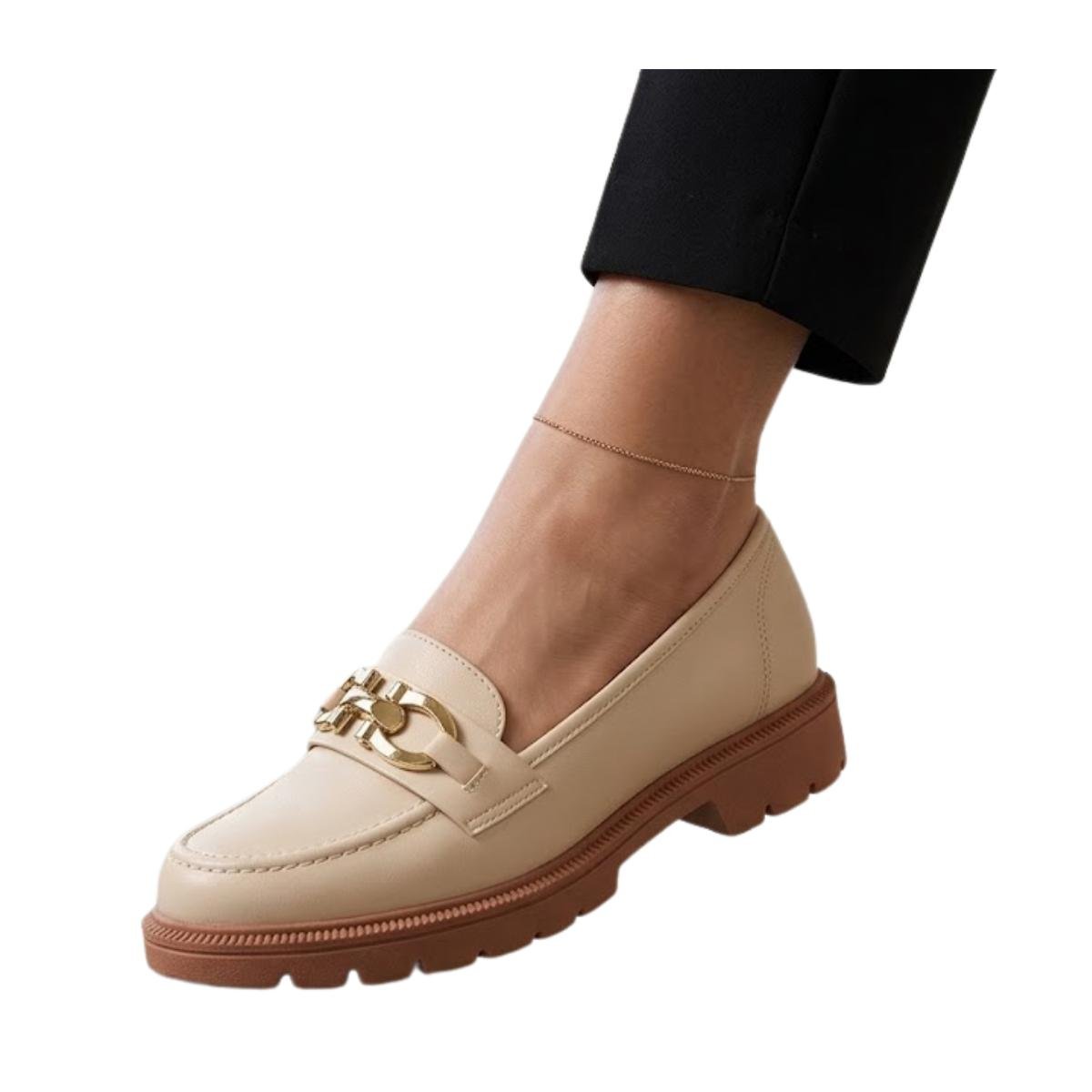 Sapato Mocassim Comfort Casual Feminino Beira Rio 4283.133 Creme Bege 5