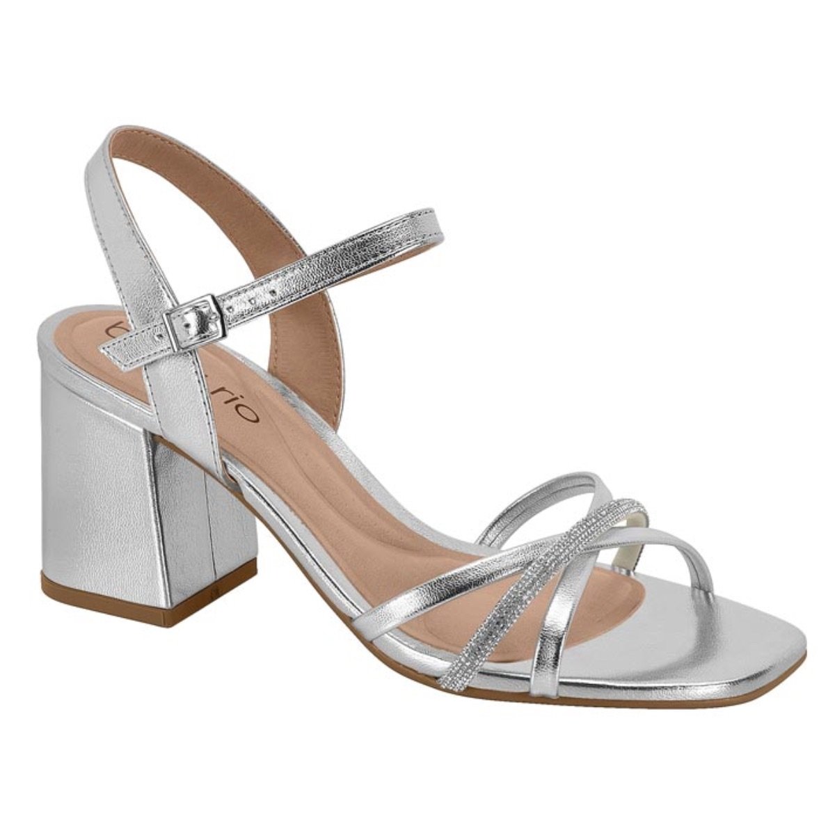 Sandália Salto Bloco Casual Feminino Beira Rio 8436347 Prata