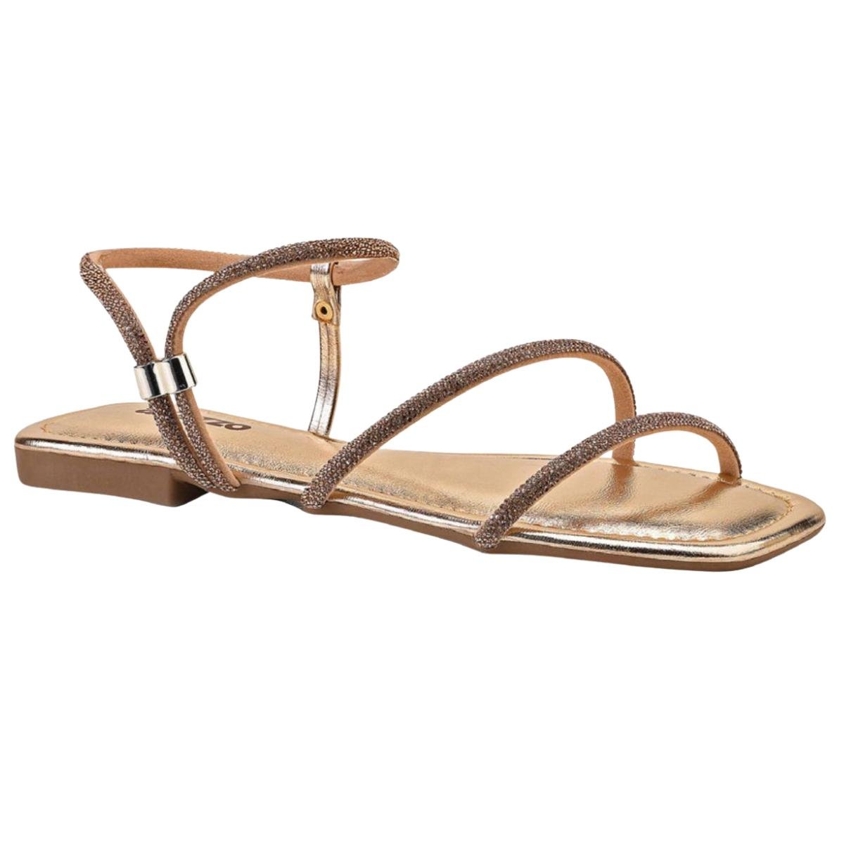 Sandália Rasteirinha Casual Feminino Akazzo 4162NE Dourado