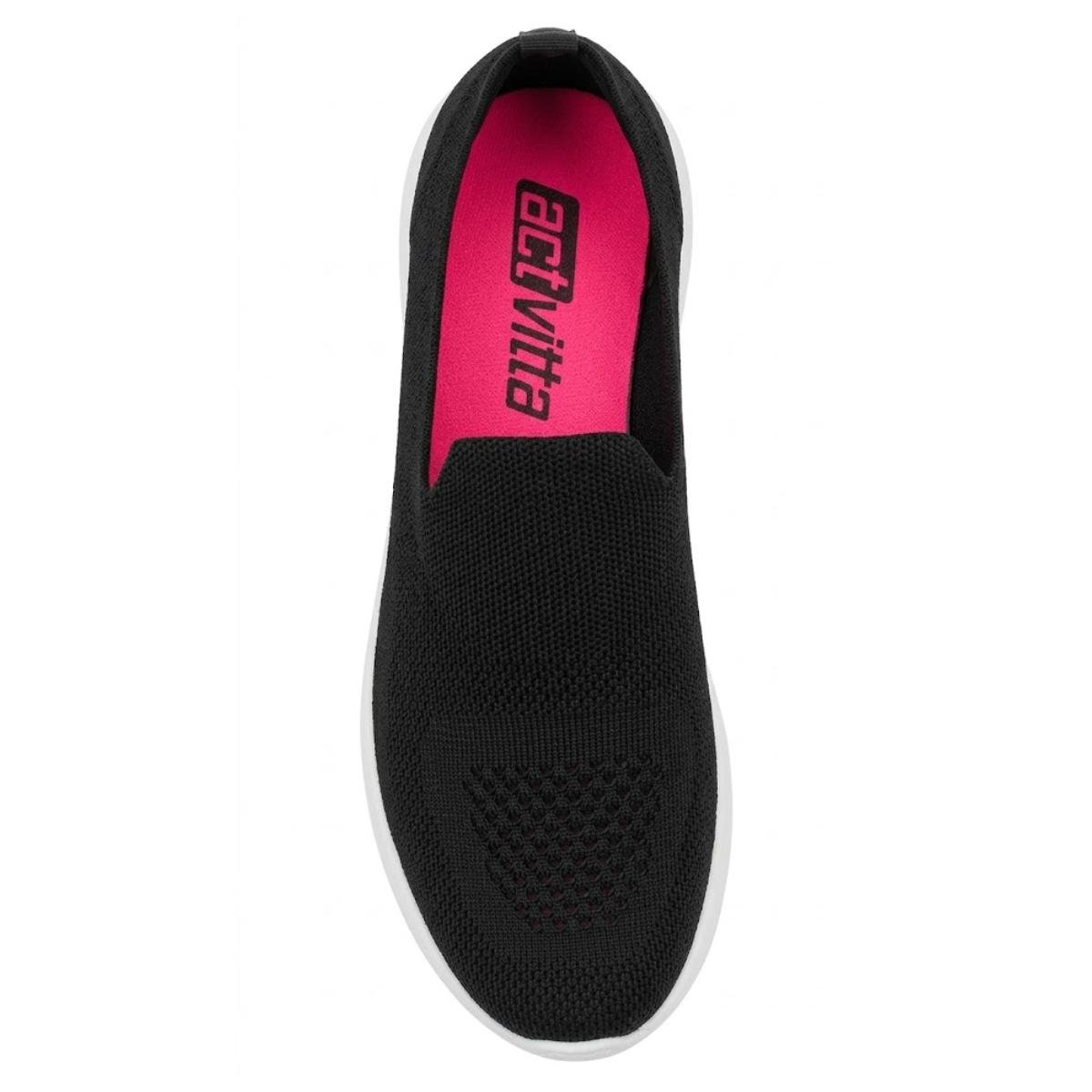 Tênis Slip On Casual Feminino Activitta 4853101 Preto e Branco Preto 4