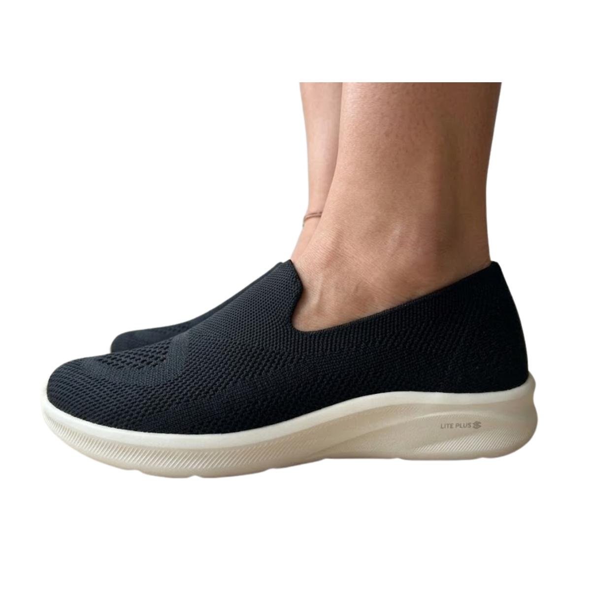 Tênis Slip On Casual Feminino Activitta 4853101 Preto e Branco Preto 5