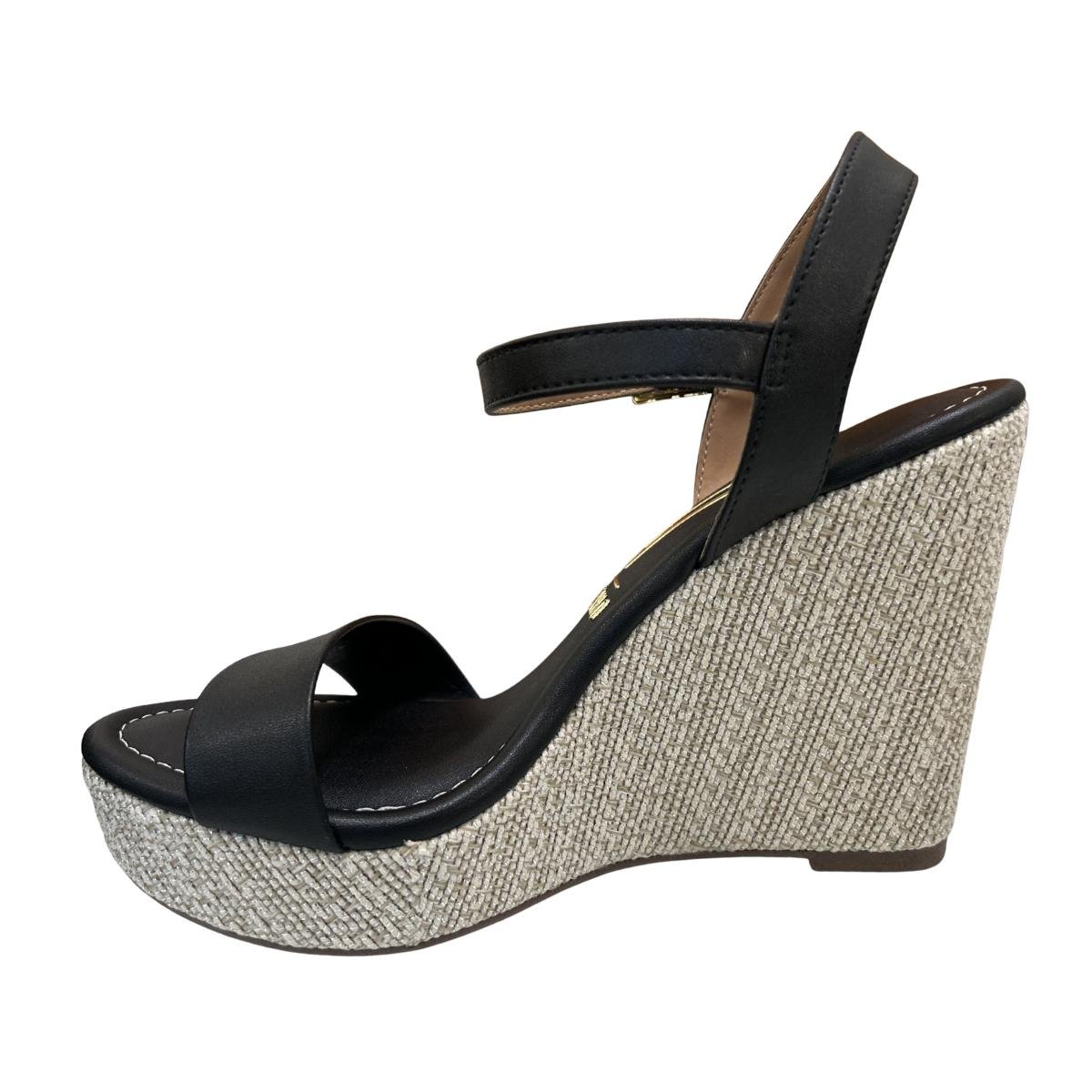 Sandália Anabela Casual Feminino Vizzano 6283.2000 Brilho Preto Preto 3