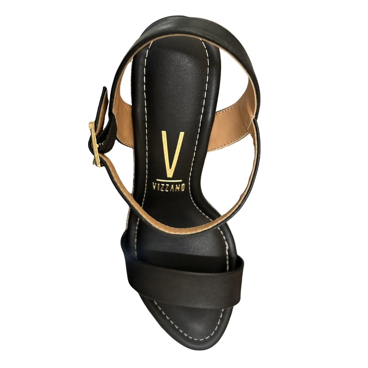Sandália Anabela Casual Feminino Vizzano 6283.2000 Brilho Preto Preto 4