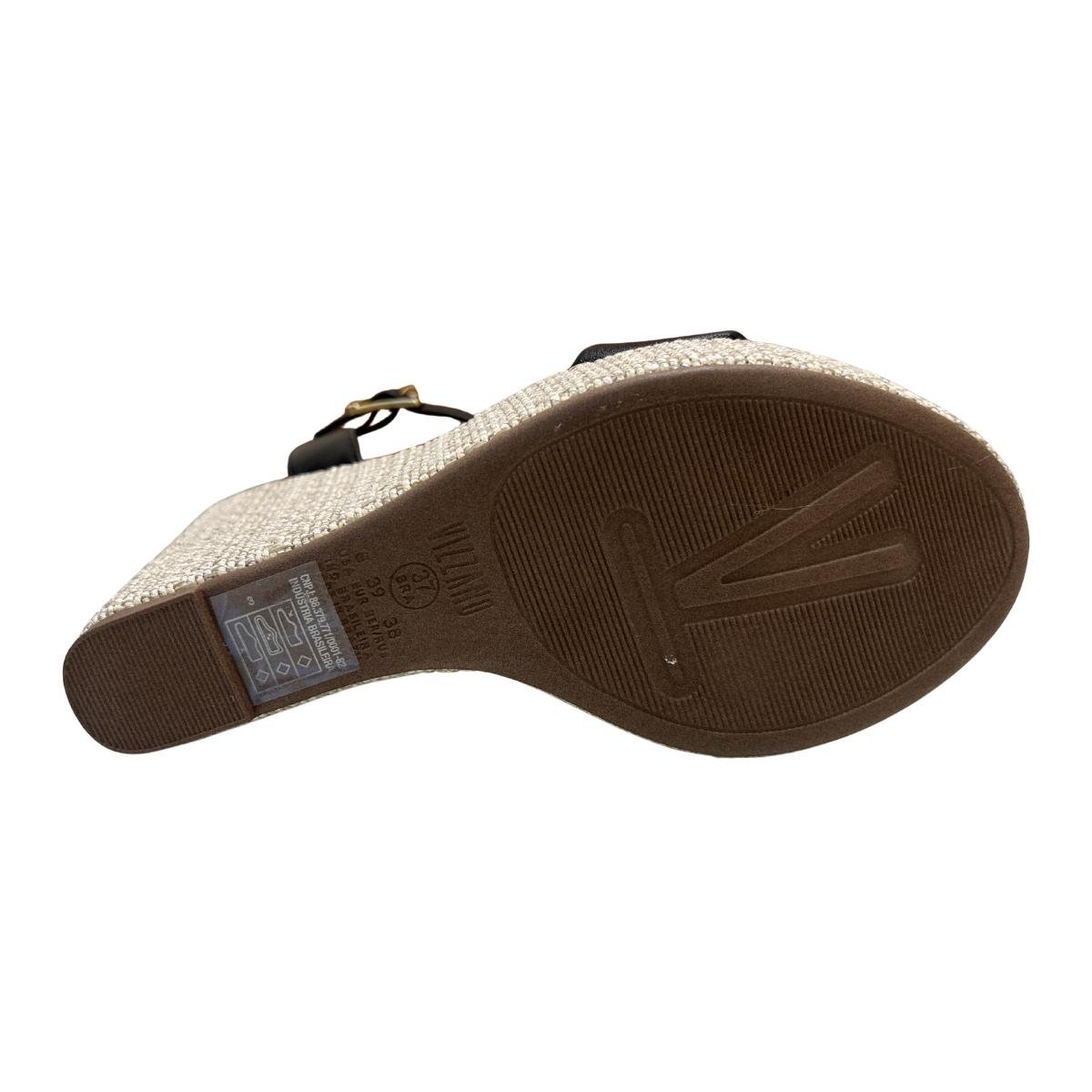 Sandália Anabela Casual Feminino Vizzano 6283.2000 Brilho Preto Preto 6