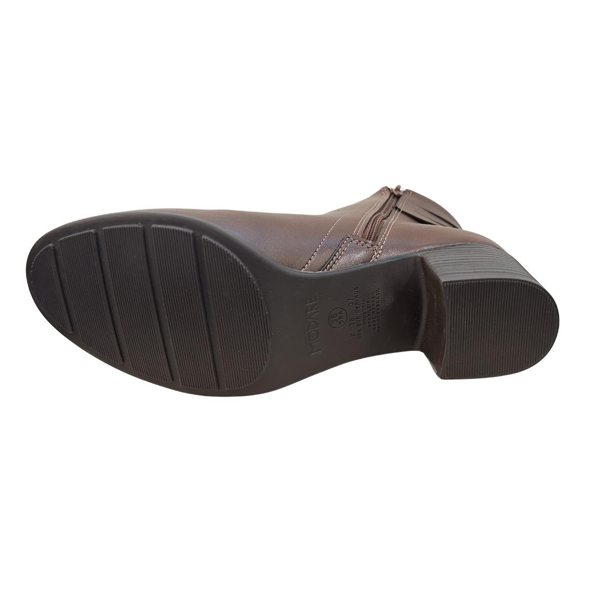 Bota Casual Feminino Modare 7072.109 Cano Curto Comfort Marrom Marrom 7