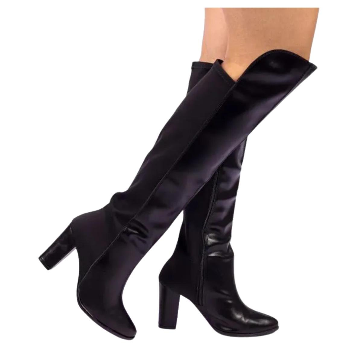 Bota Casual Feminino Beira Rio 9043.105 Over The Knee Preto Preto 4