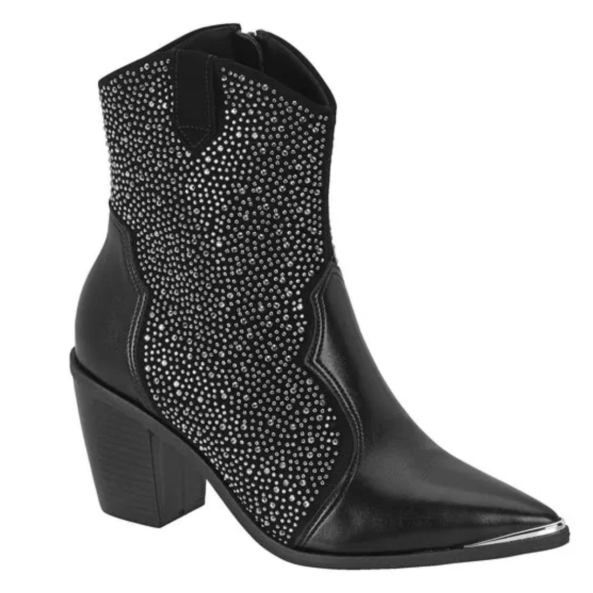 Bota Pedraria Casual Feminino Vizzano 3070.111 Country Preto
