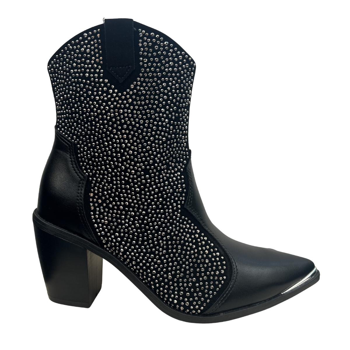 Bota Pedraria Casual Feminino Vizzano 3070.111 Country Preto Preto 2