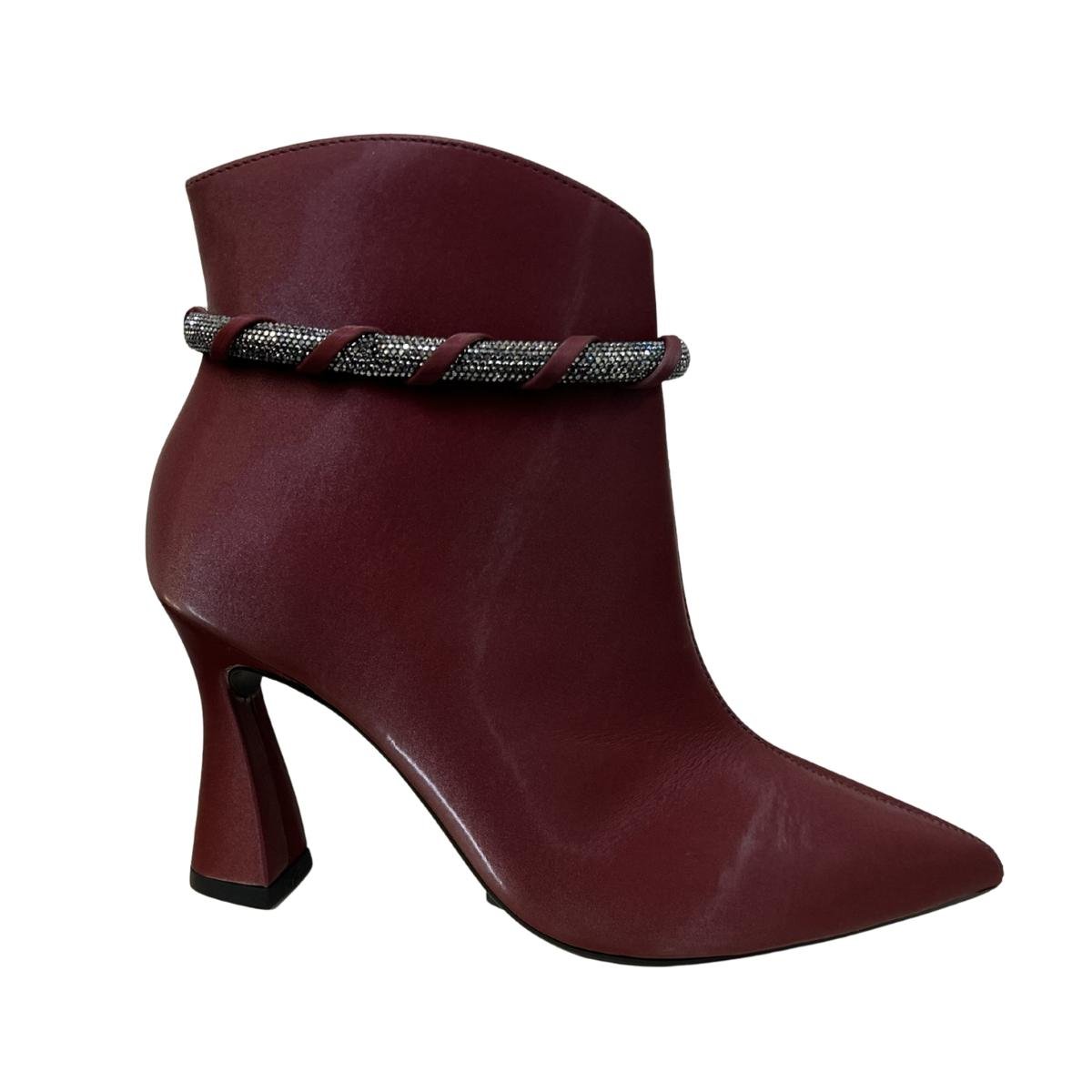 Bota Casual Feminino Mariotta 19690-03 Glossy Salto Taça Vermelho Vinho 2