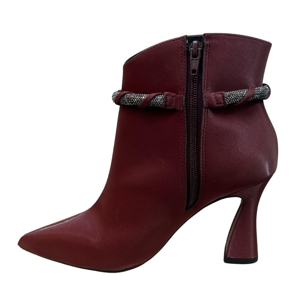 Bota Casual Feminino Mariotta 19690-03 Glossy Salto Taça Vermelho Vinho 3