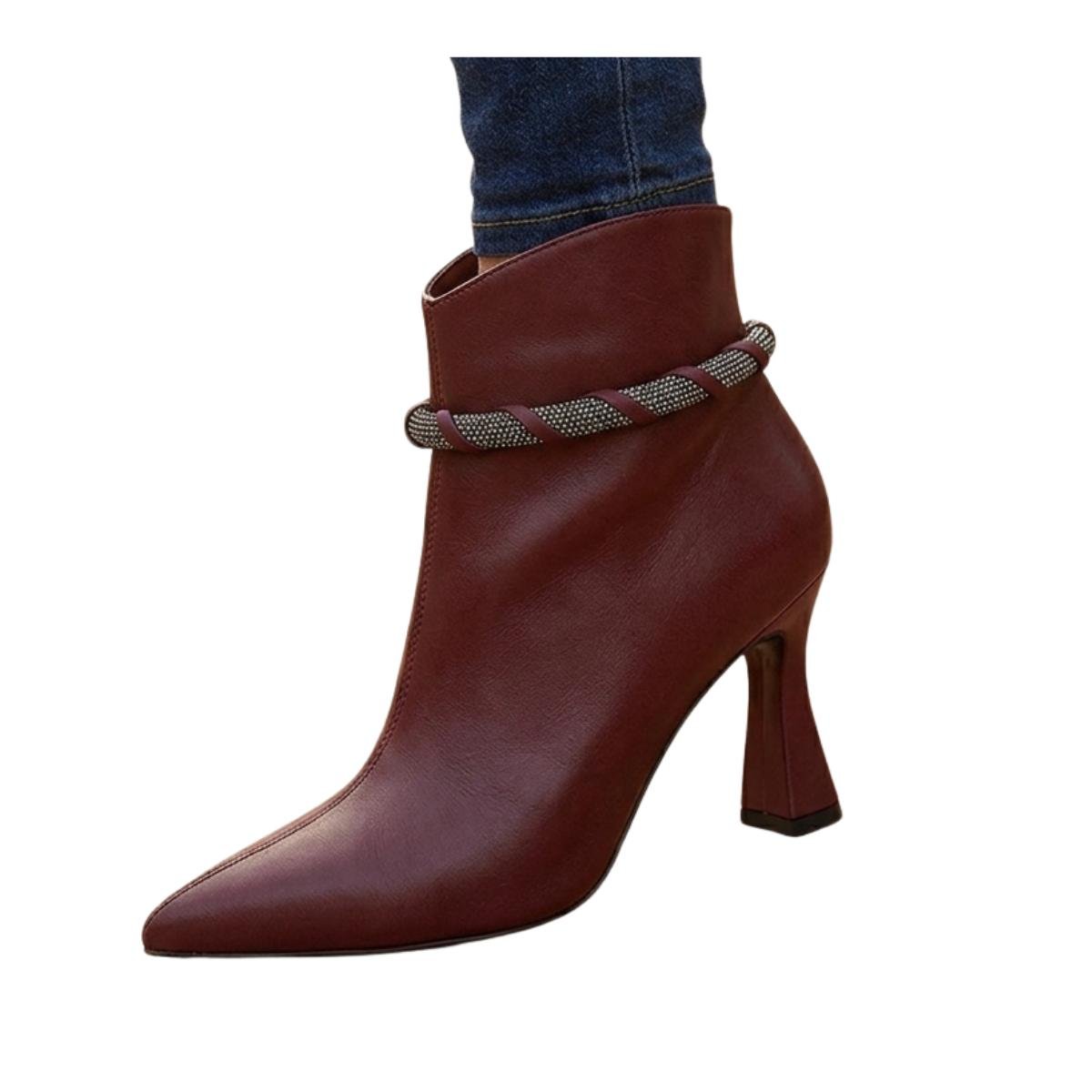 Bota Casual Feminino Mariotta 19690-03 Glossy Salto Taça Vermelho Vinho 4