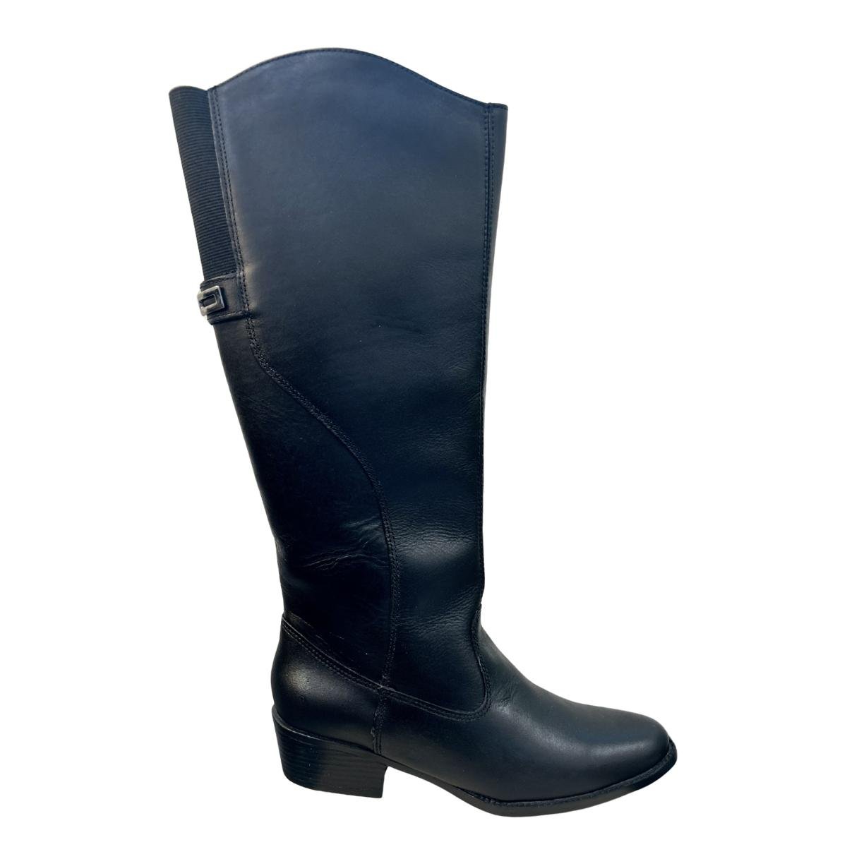Bota Casual Feminino Milla Flor 997-01 Montaria Couro Legitimo Preto Preto 2
