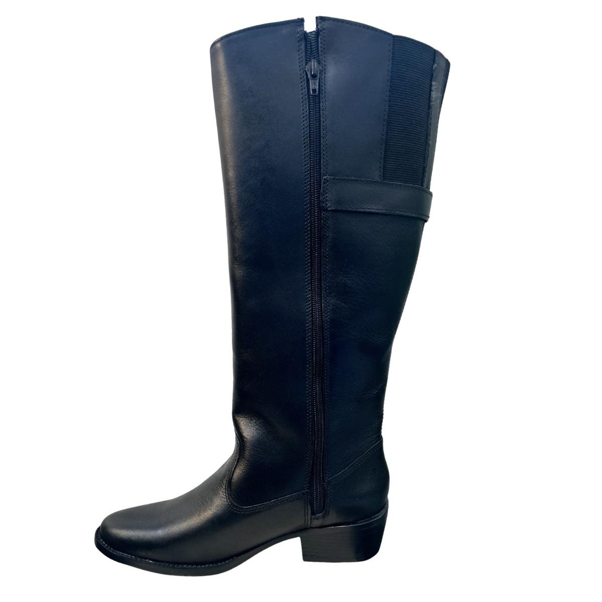 Bota Casual Feminino Milla Flor 997-01 Montaria Couro Legitimo Preto Preto 3