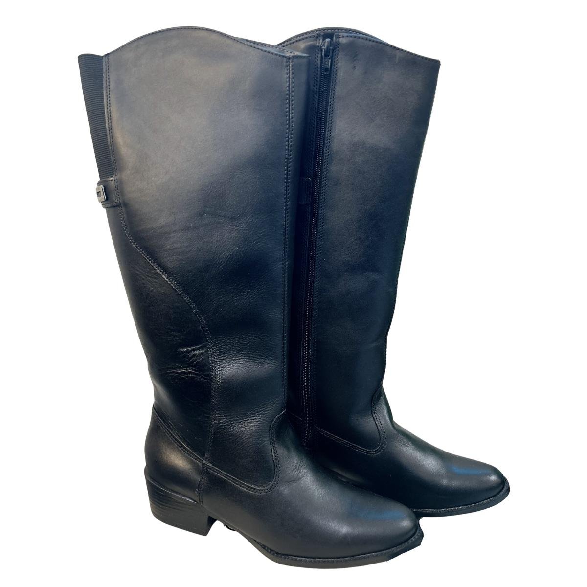 Bota Casual Feminino Milla Flor 997-01 Montaria Couro Legitimo Preto Preto 4