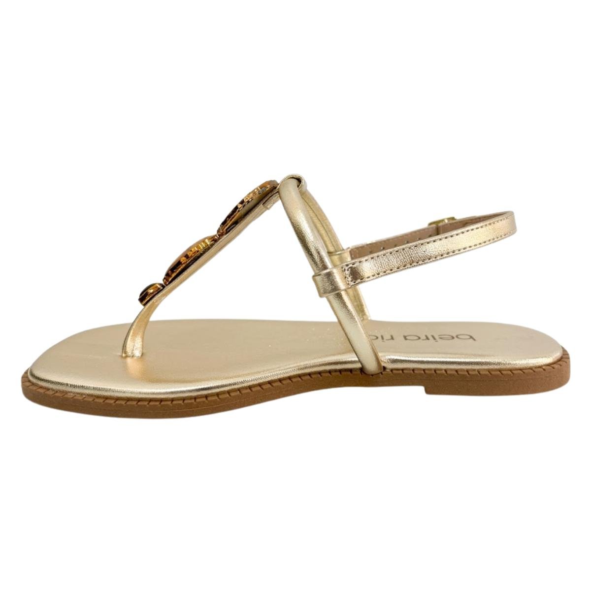 Sandália Rasteirinha Pedraria Casual Feminina Beira Rio 8571.103 Dourado Dourado 3