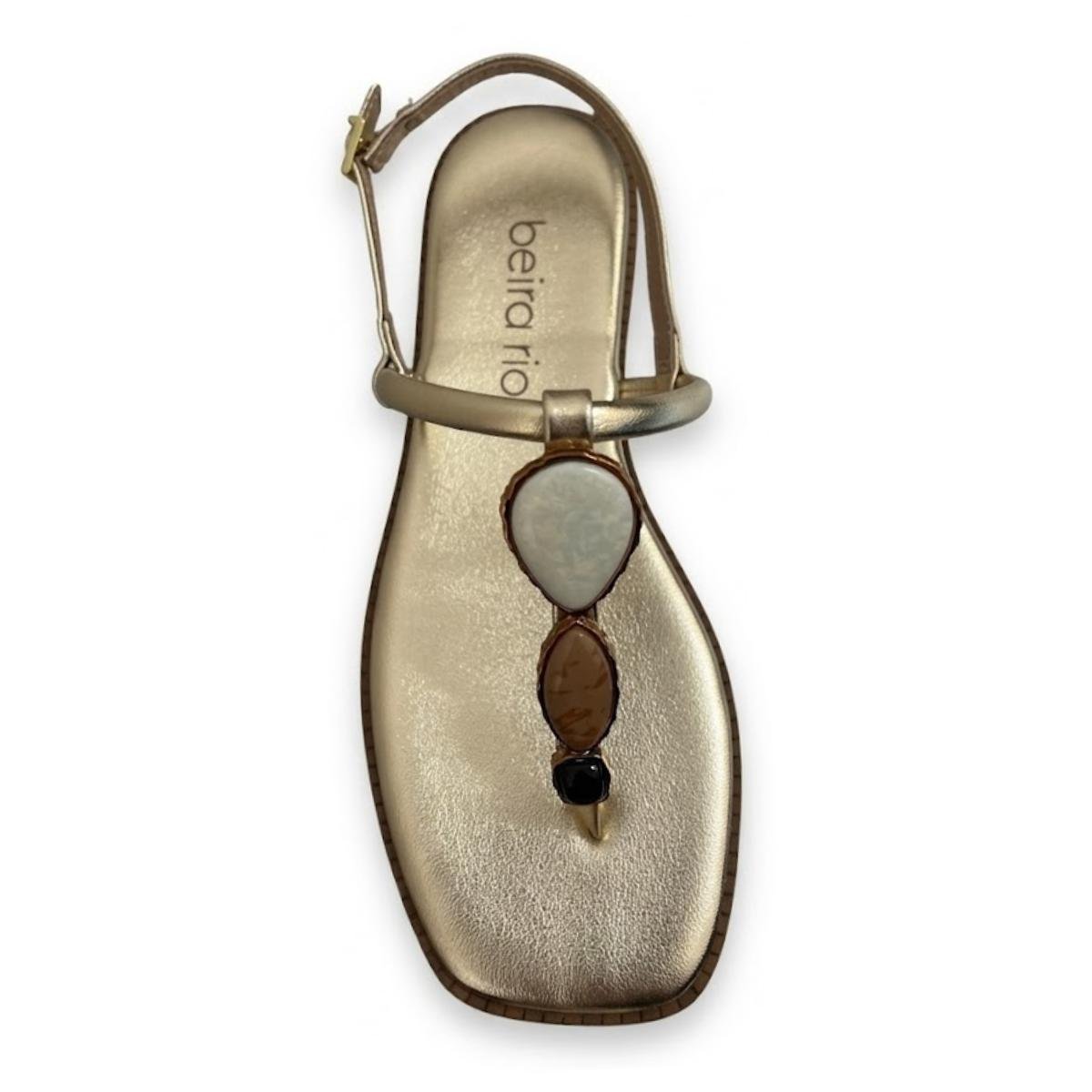 Sandália Rasteirinha Pedraria Casual Feminina Beira Rio 8571.103 Dourado Dourado 4